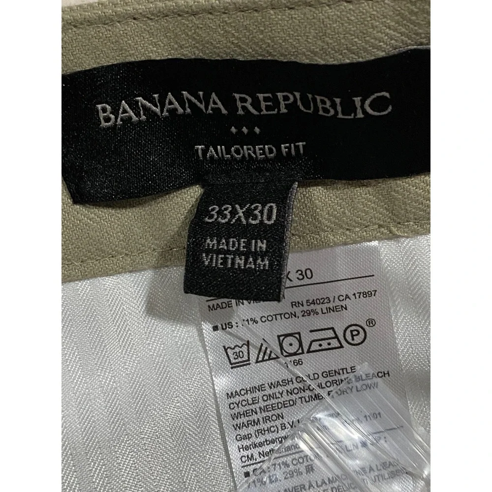 Banana Republic Tailored Fit Chinos Mens 33x30 Tan Linen Blend 616307-01-1 NWT
